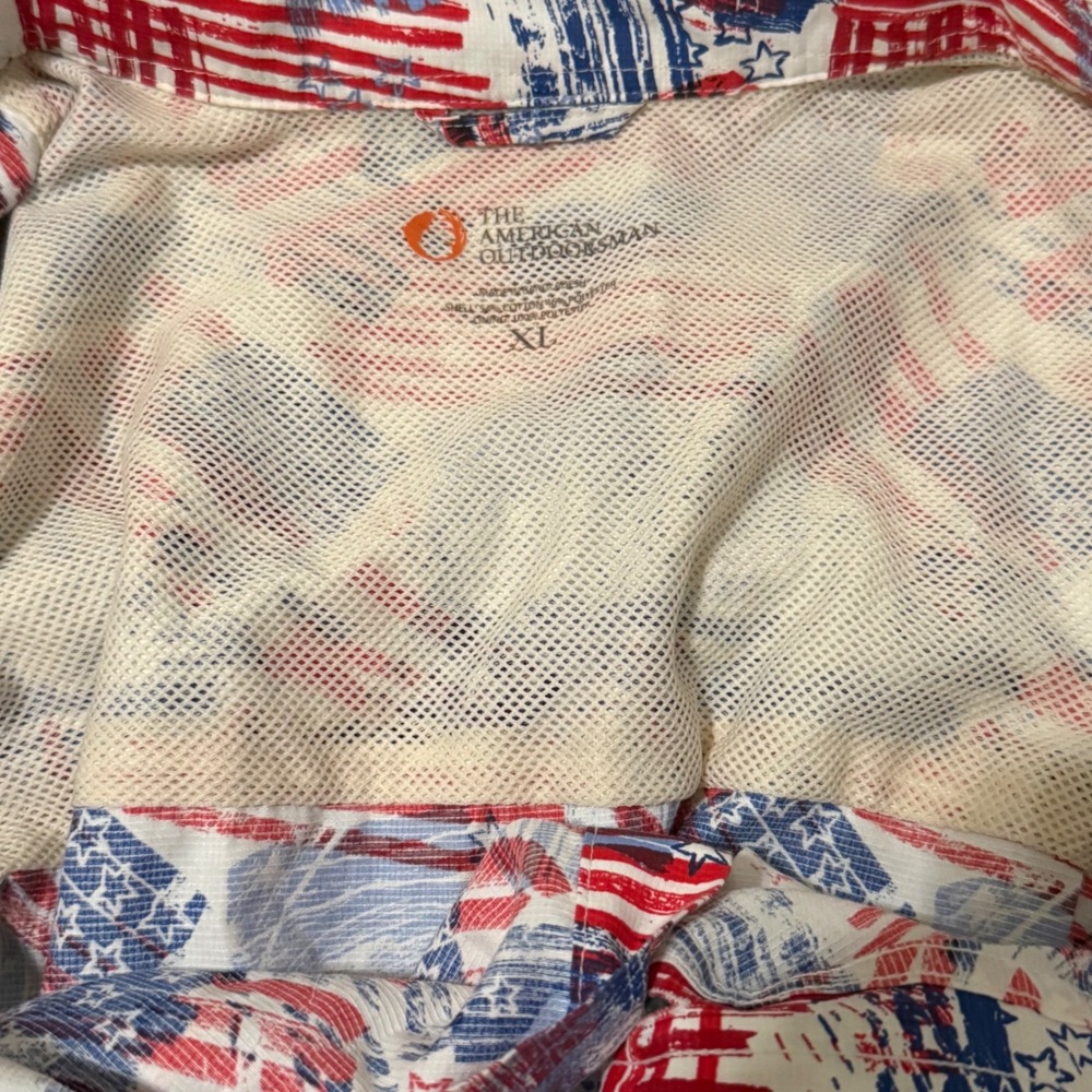 The American Outdoorsman Men XL Short Sleeve Button Up Shirt American Flag Print - Picture 7 of 8